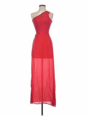 Stretta One-Shoulder Scarlet Fuscia Maxi Dress